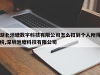 湖北池塘数字科技有限公司怎么扣到个人所得税,深圳池塘科技有限公司